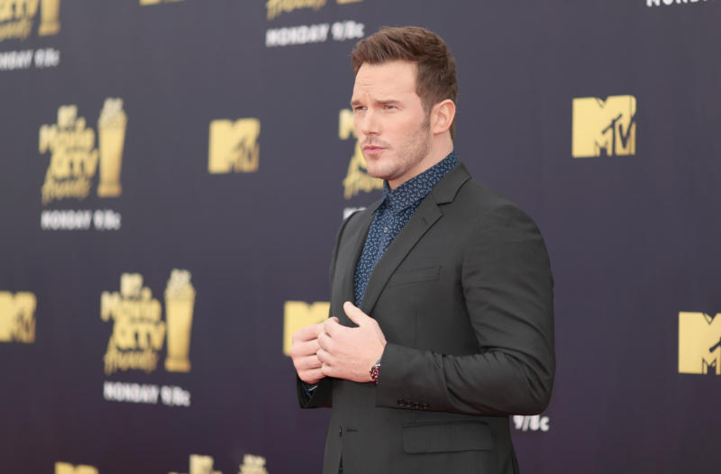 Chris Pratt attends the 2018 MTV Movie And TV Awards at Barker Hangar on June 16, 2018 in Santa Monica, California